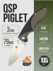 Нож QSP Piglet, 14C28N, G10 Black/Green