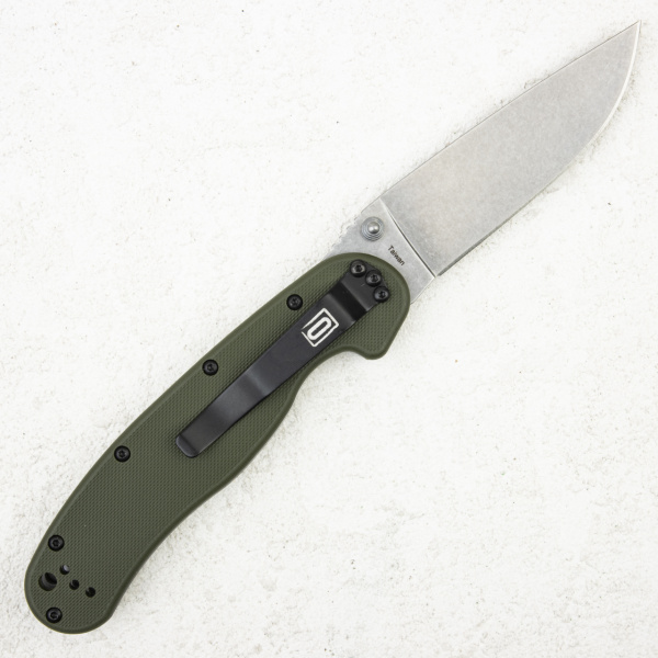 Нож Ontario Rat 1, AUS-8 Stonewashed, Foliage Green Nylon, 8874TC