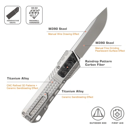 Нож Remette Sharp Leopard, M390, Titanium Handle with Carbon Black, ZL301E