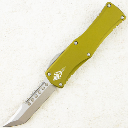 Нож Microtech Hera Hellhound, Stonewash, M390, Aluminum OD Green, 919-10 ODS, (Signature Series)