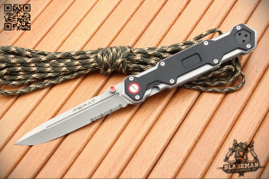 Mr.Blade Ferat, D2 Stonewash Serrated, Black G10 - складной туристические ножи из стали