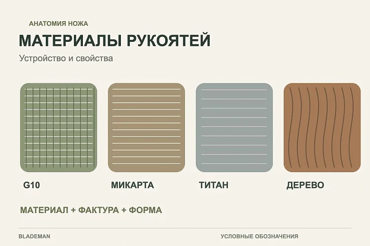 Материалы рукоятей ножей: свойства и различия