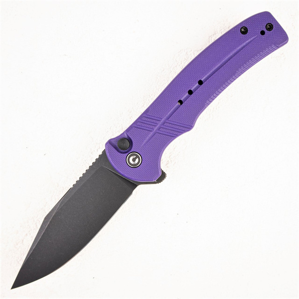 Нож CIVIVI Cogent, 14C28N Black, G10 Purple, Button Lock, C20038D-2