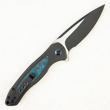 Нож WE Knife Button Lock Kitefin, CPM 20CV, Carbon Fiber / Black Titanium Handle - купить в интернет-магазине Blademan