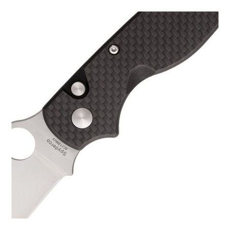 Нож Spyderco ButtonUp, чёрные карбон и G10, C275CFP — узел открывания — крупный план