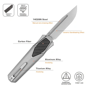 Нож Remette Swordfish, 14C28N, Titanium/Carbon Black Inlay Handle, ZL103C1