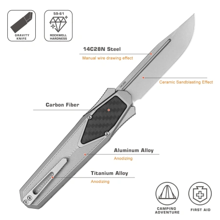 Нож Remette Swordfish, 14C28N, Titanium/Carbon Black Inlay Handle, ZL103C1