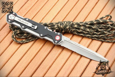 Mr.Blade Ferat, D2 Stonewash Serrated, Black G10 - купить в интернет-магазине Blademan