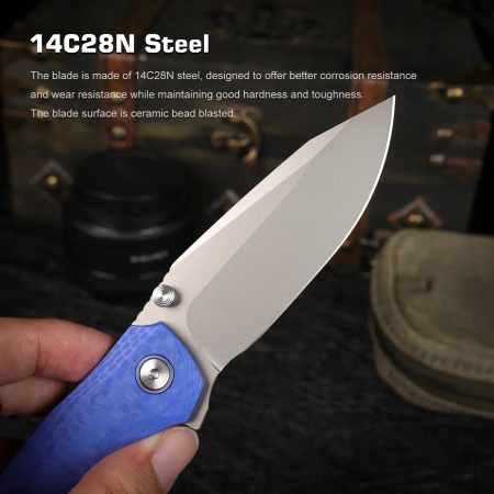 Нож Remette Cool Whale, 14C28N, CNC G10 Blue Handle, RTCL-GN5