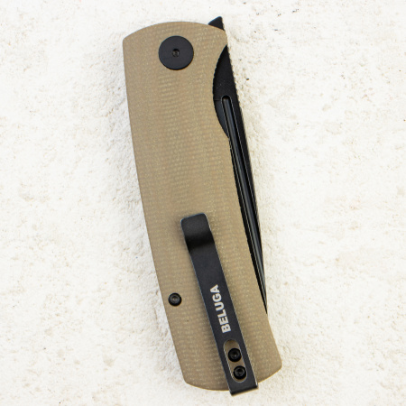 Нож Petrified Fish Beluga, K110, Black Stonewashed, Khaki Micarta Handle, PFP01KAMW Нож Petrified Fish Beluga, K110, Black Stonewashed, Khaki Micarta Handle, PFP01KAMW