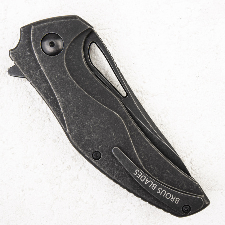 Нож BROUS BLADES EXO, D2 Black Acid Stonewash, Titanium Black, BRB93