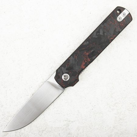 Нож QSP Lark, 14C28N, Red Shredded Carbon Fiber/G10