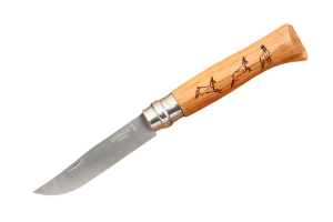 Opinel №8 Animalia, гравировка «Серна» — нож в открытом виде