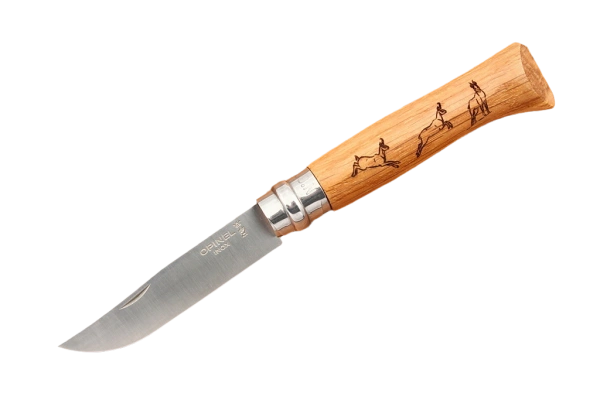 Opinel №8 Animalia, гравировка «Серна» — нож в открытом виде