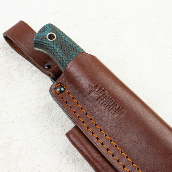Нож Южный Крест Росомаха, CPR, Convex, Micarta Black/Blue, Насечка, 215