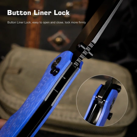 Нож Remette Cool Whale, Blackwashed 14C28N, CNC G10 Blue Handle, RTCL-GN6