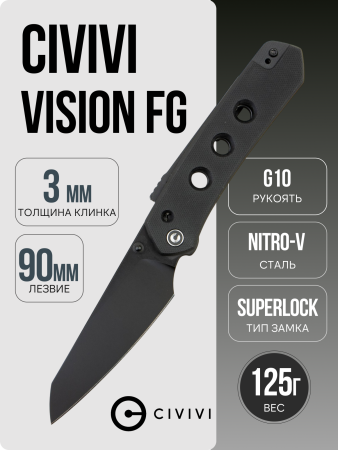 Нож CIVIVI Vision FG Thumb Stud & Superlock Knife G10, C22036-1