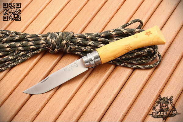 Нож Opinel №7 Nature, Нержавеющая сталь, Самшит, Гравировка звезды - складной туристические ножи из стали