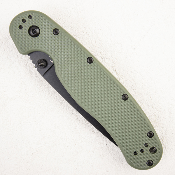 Нож Ontario Rat 1, AUS-8, Black, Olive Nylon, 8846OD