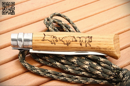 Нож Opinel №8 Animalia, Нержавеющая сталь, Дуб, Гравировка кабан - купить в интернет-магазине Blademan