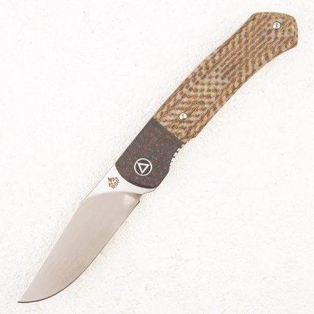 Нож QSP Gannet, 154CM, Carbon Bolster/Linen Micarta Brown