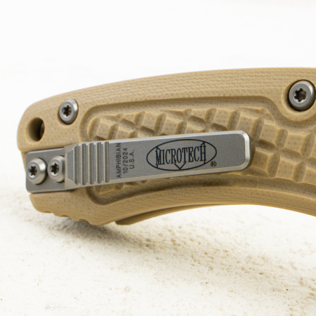 Нож Microtech Amphibian RAM-LOK, Stonewash, M390, G10 Frag Tan, 137RL-10 Нож Microtech Amphibian RAM-LOK, Stonewash, M390, G10 Frag Tan, 137RL-10
