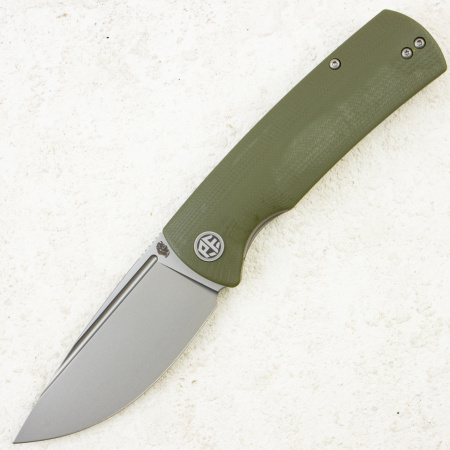 Нож Petrified Fish Beluga, K110, Sandblasting, G10 Green Handle, PFP01GR