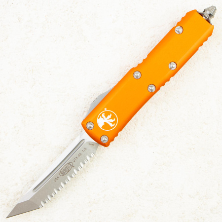 Нож Microtech UTX-85 Tanto, Serrated, Stonewash, M390, Aluminum Orange, 233-12 OR