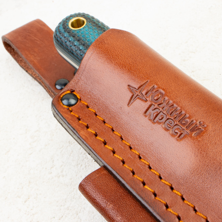 Нож Южный Крест Кефарт mini, VG10, Конвекс, Микарта Черно-Синяя, Насечка