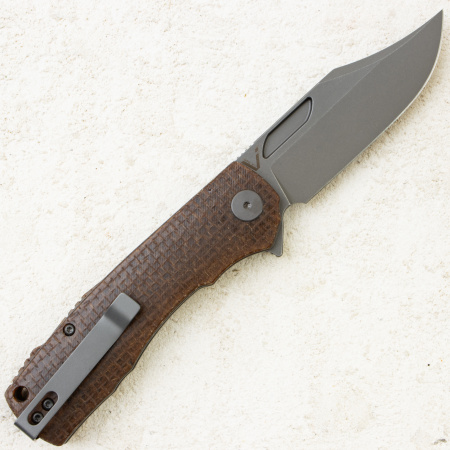 Нож Petrified Fish Victor, К110, Gray Stonewashed, Micarta Brown Handle, PFP03BRMGAW Нож Petrified Fish Victor, К110, Gray Stonewashed, Micarta Brown Handle, PFP03BRMGAW
