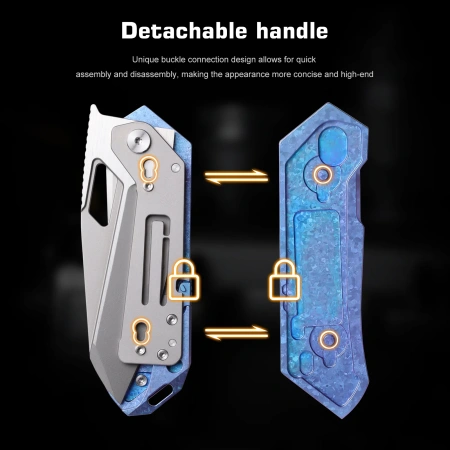 Нож Remette Woodpecker, M390, Crystallized Titanium Blue Handle, RTWP-IB