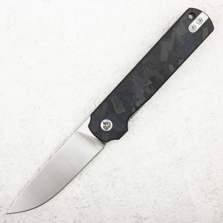 Нож QSP Lark, 14C28N, Blue Shredded Carbon Fiber/G10