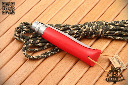 Нож Opinel №8 Trekking, Нержавеющая сталь, Кожаный темляк, Красный - купить в интернет-магазине Blademan