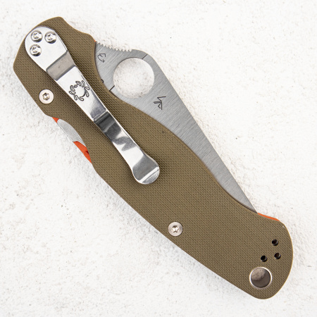 Нож Spyderco Paramilitary 2, CPM-REX 45, G10 Orange/OD Green, Exclusive, C81GPOROD2