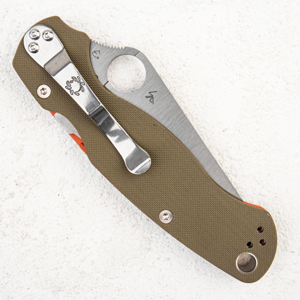 Нож Spyderco Paramilitary 2, CPM-REX 45, G10 Orange/OD Green, Exclusive, C81GPOROD2