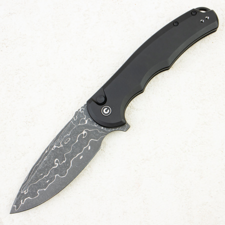 Нож CIVIVI Praxis Button Lock, Damascus, Black Aluminum Handle, C18026E-DS1